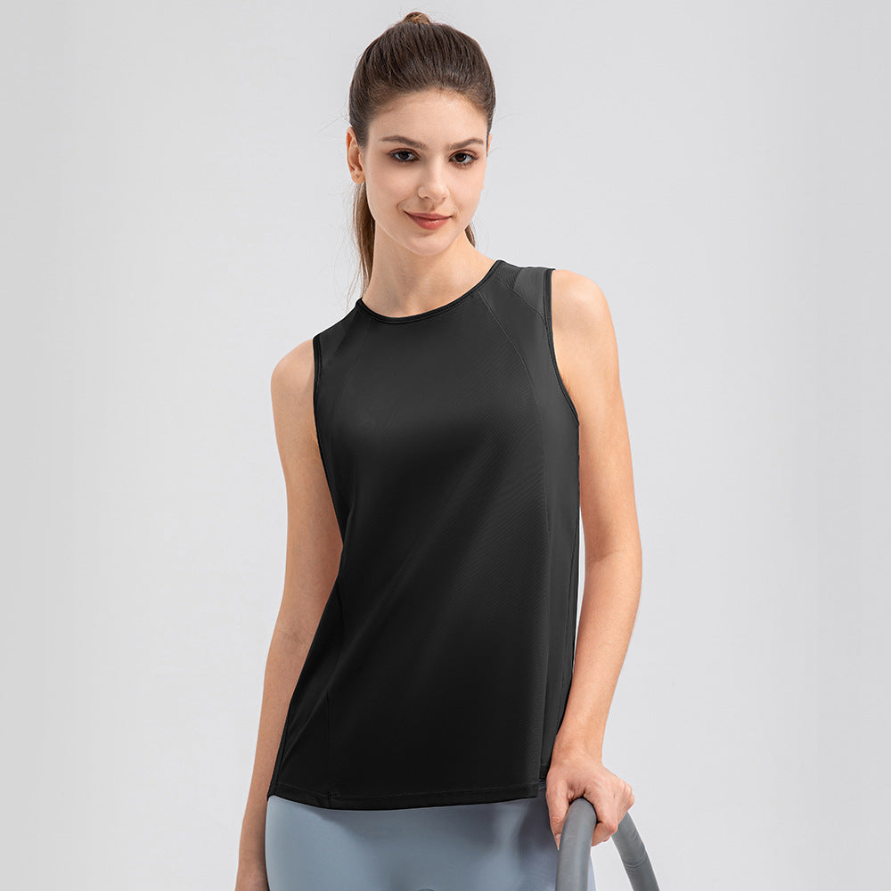 Sleeveless Women Yoga Shirts Quick Drying Sports Tank Tops Workout Running Vest Breathable Round Neck Gym Shirts
