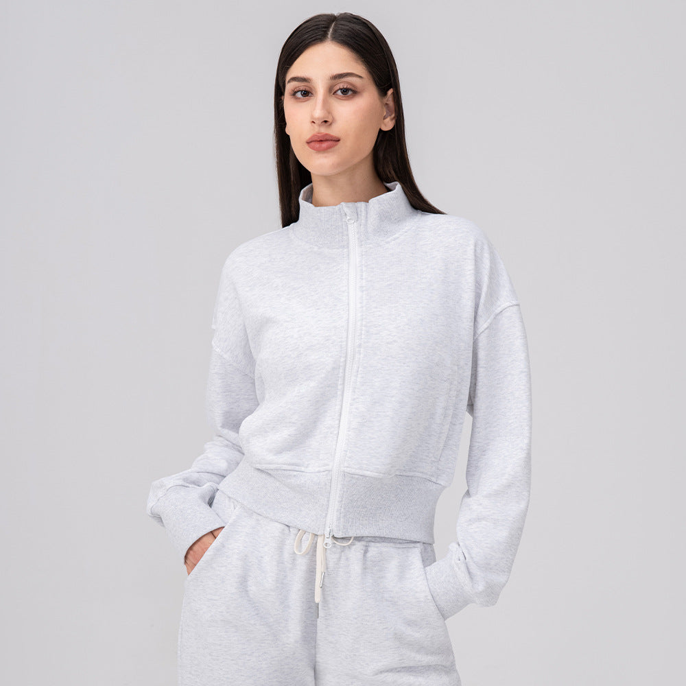 Winter Warm Cropped Fleece Hoodies Women Zip Up Loose Thick Jackets For Ladies Winter Clothes